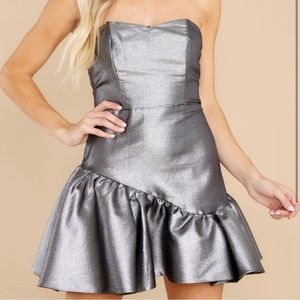 DO+BE Silver Strapless Small Formal Dress